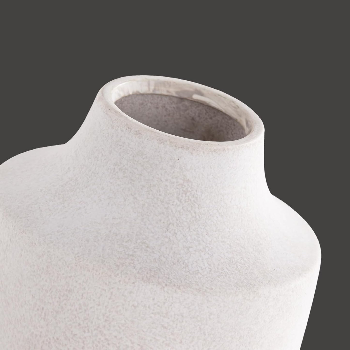 Mitt&Ditt Ceramic Flower Vase, 7.5 inch Off-White Farmhouse Rustic Vase, Handcrafted Weathered Pottery Vases, Small Flower Terracotta Vases for Home Decor, Living Room, Table, Shelf-VerdiqueGarden