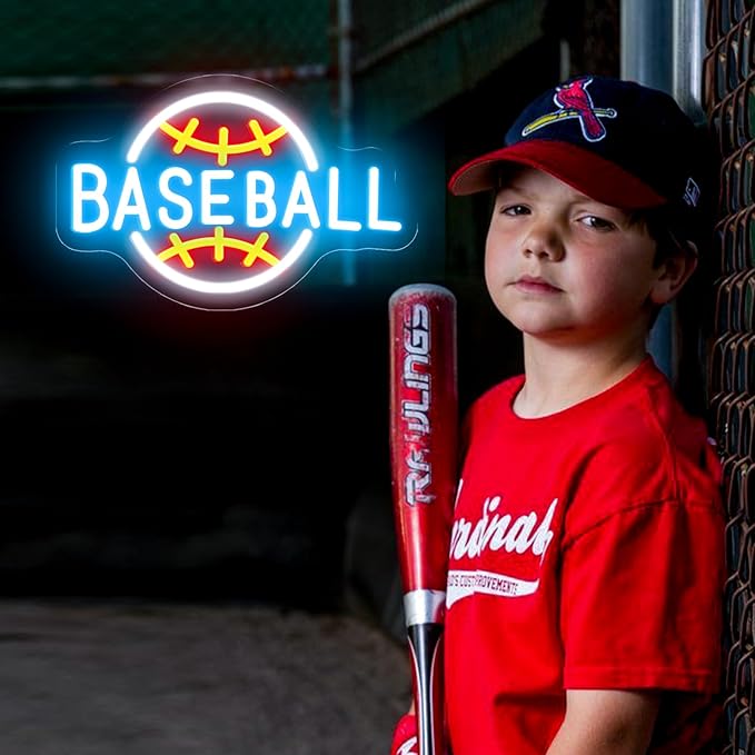 Baseball Neon Sign Dimmable LED Neon Signs for Wall Decor, Baseball Neon Light Sign for Bedroom Man Cave Gaming Room Party College Club Decor Sports Soccer Players Lover Gifts-VerdiqueGarden