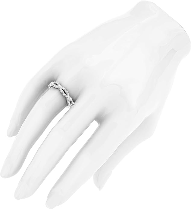 Sterling Silver Infinity Twist Wedding Ring Half-circle Simulated Diamond or Genuine Moissanite Matching Ring For Women