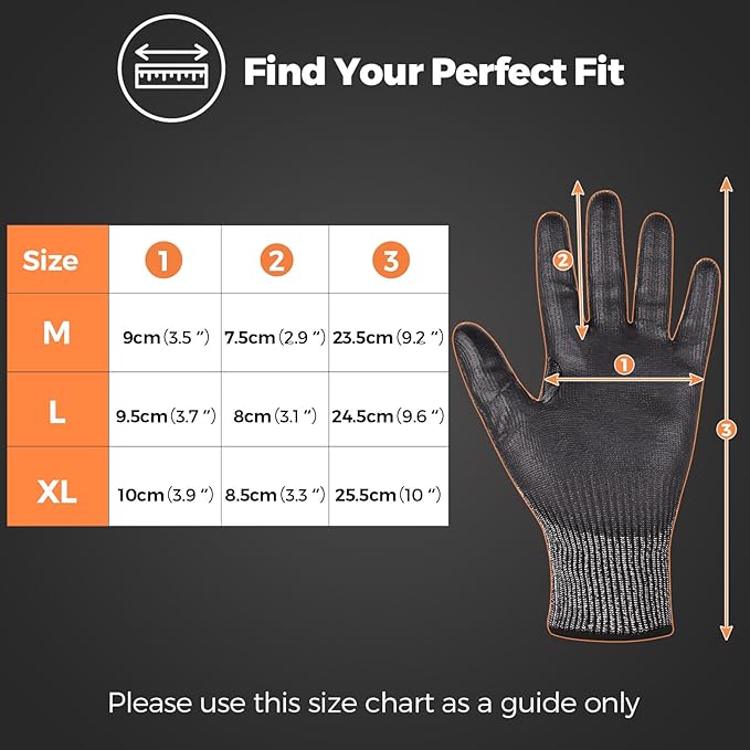 Donfri A9 Cut Resistant Work Gloves for Men - Steel + HPPE Hybrid Safety Gloves for Men, ANSI Cut Level 9 Protection Flexible for Metal Glass Wood Construction Fishing-VerdiqueGarden