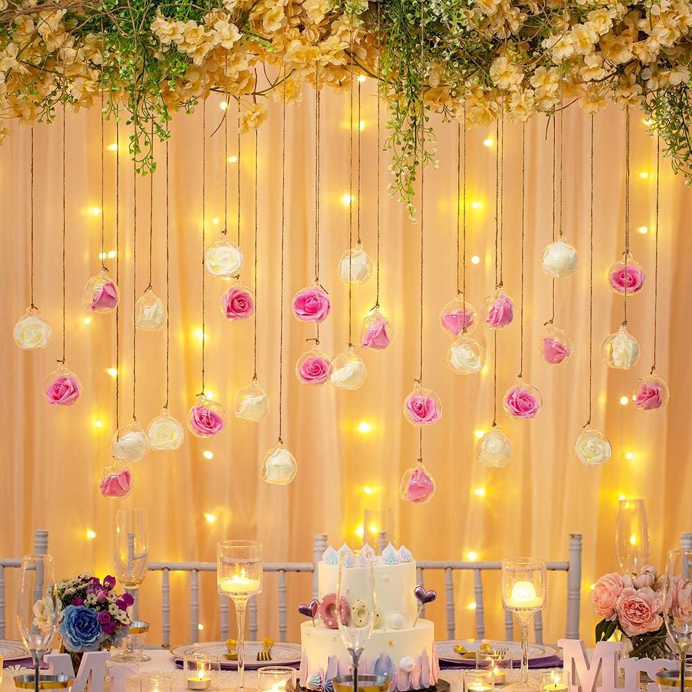 Sziqiqi Hanging Glass Globes Orbs Tea Light Candle Holders fillable with Trinkets for Wedding Ornaments, Wedding Birthday Christmas Party Centerpiece Accessory 2.36inch 10pcs +2 Extra-VerdiqueGarden