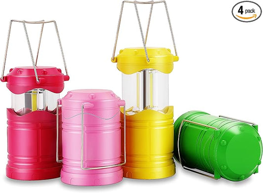 Lichamp LED Camping Lantern, 4 Pack Battery Powered Flashlight for Power Outages, Portable Collapsible Hanging Light Essential for Home, Outdoor, Emergency Lamp Survival Kit Gear for Hurricane, C1-VerdiqueGarden