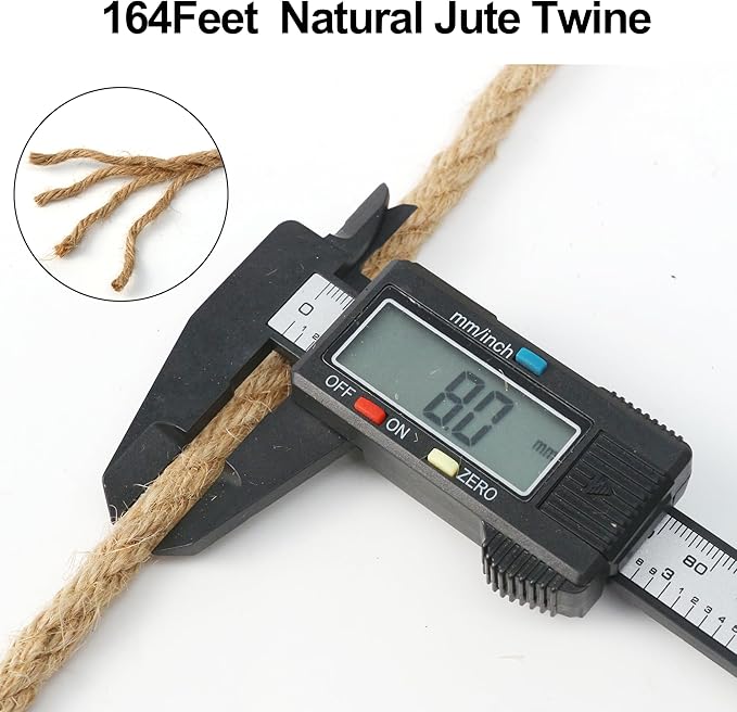 Natural Jute Twine,164 Feet 8mm inch Hemp Twine Rope for Gift Wrapping Craft Plant Garden Christmas Handmade Arts Decoration Packing String Home Decor-VerdiqueGarden