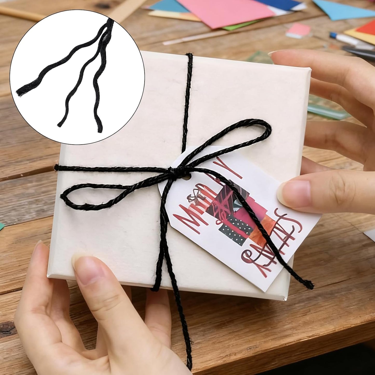 328 Feet 3mm Thick Black Natural Jute Twine, Garden Twine Heavy Duty Industrial Packing Materials String Wrapping, Arts, and Crafts, Halloween Wrapping, Gardening Applications-VerdiqueGarden