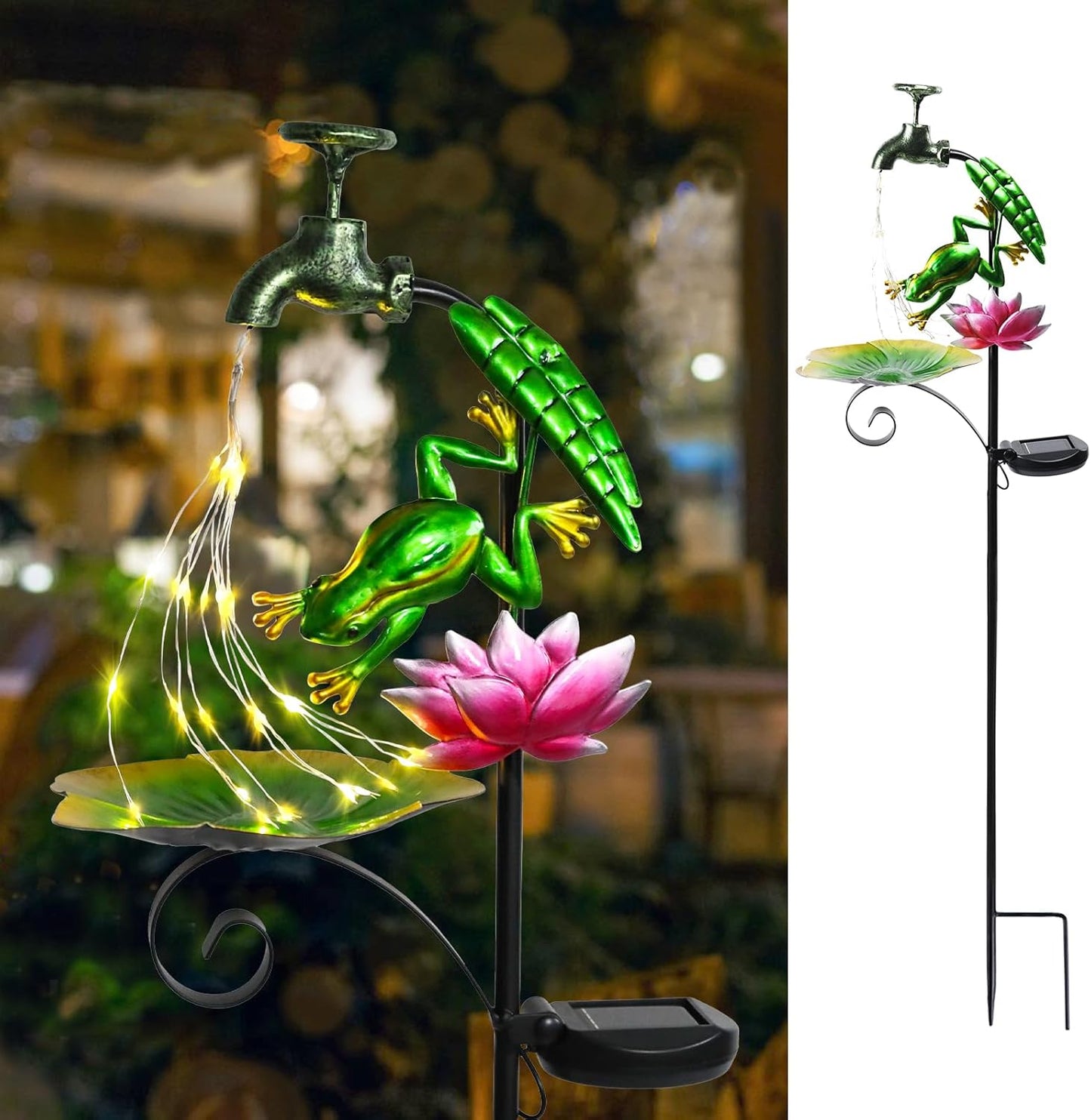 Bshine Frog Solar Outdoor Garden Lights, Waterproof Metal Solar Garden Stakes for Pathways, Poolside, Backyard Decorations, Yard Art, Lawn Decorations, Frog Gift for Mom-VerdiqueGarden