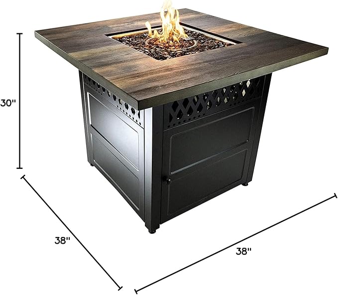 DualHeat by Endless Summer, The Harris, 38" Square Propane Gas Outdoor Fire Pit/Patio Heater-VerdiqueGarden