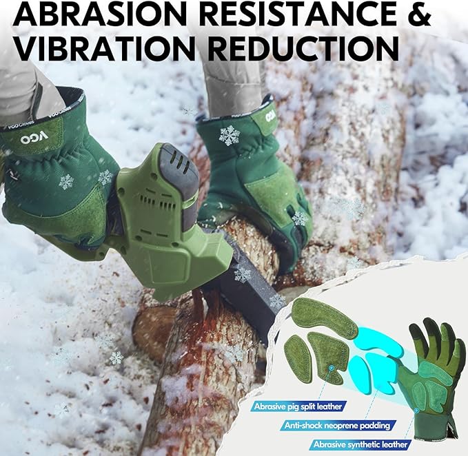 Vgo... Winter Gardening Gloves Women,Safety Work Gloves, Puncture-proof,Thornproof,Touchscreen(1 Pair,M,Green,SL7471FLWP)-VerdiqueGarden