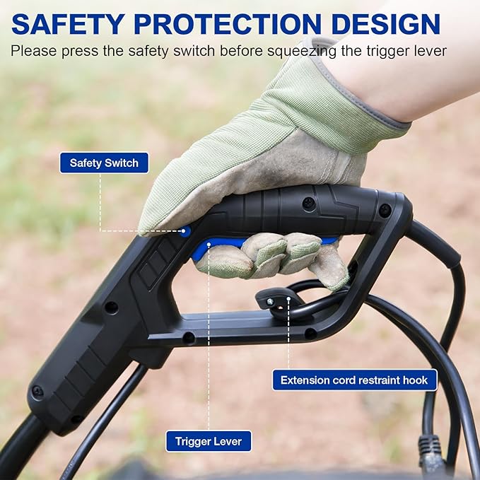 BILT HARD 14-Amp 18-Inch Electric Tiller Cultivator, 8'' Tilling Depth Corded Garden Rototiller, 6 Steel Front Tines Roto Tillers with Adjustable Wheels & Foldable Handle for Garden Lawn Soil Digging-VerdiqueGarden