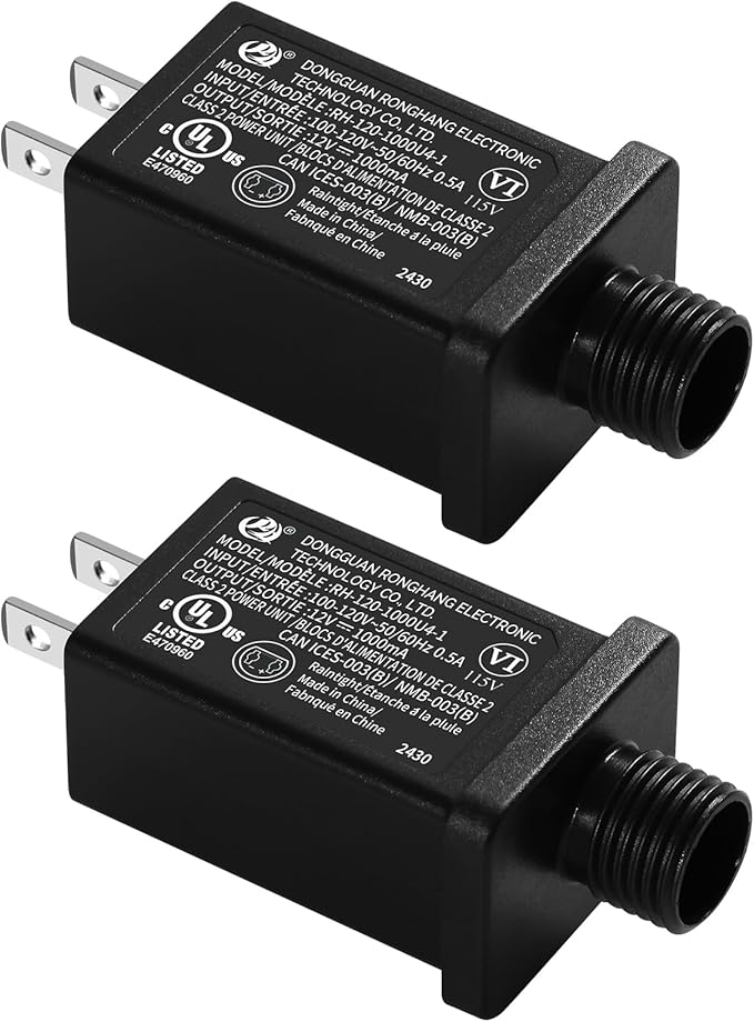 Replacement Yard Inflatable Adapter Power Supply Adaptor - 12V 1.0A 2Pcs - Inflatable Plug Replacement Class 2 Power Supply - for Halloween/Christmas Tree Light Yard Blow Up Decorations-VerdiqueGarden