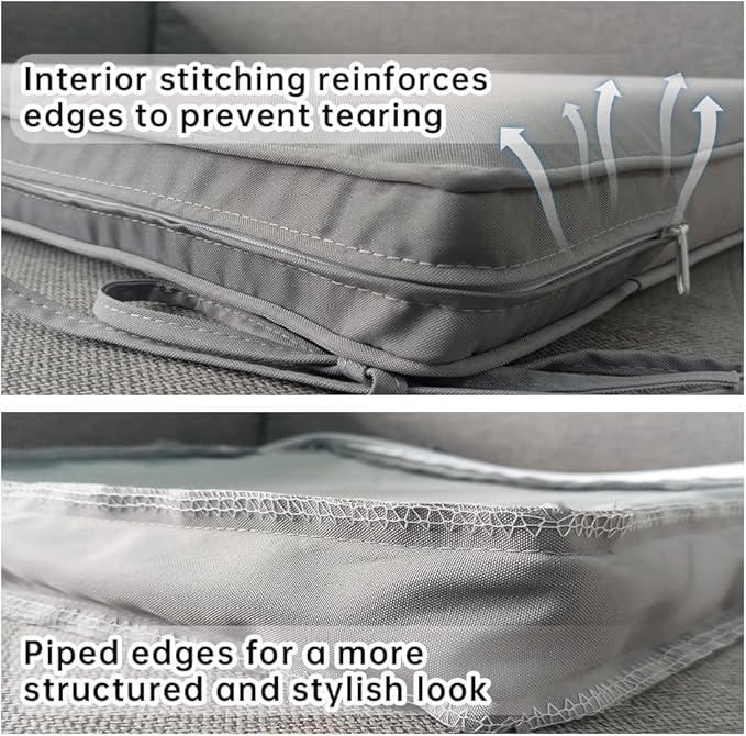 3-Pack Outdoor Patio Furniture Replacement Cushions Set–High-Elastic Sponge Cushions Fit 4-Piece Wicker Rattan Sofa, Loveseat & Chairs, 36x18x2 & 18x18x2, Waterproof, Fade-Resistant (Light gray)-VerdiqueGarden