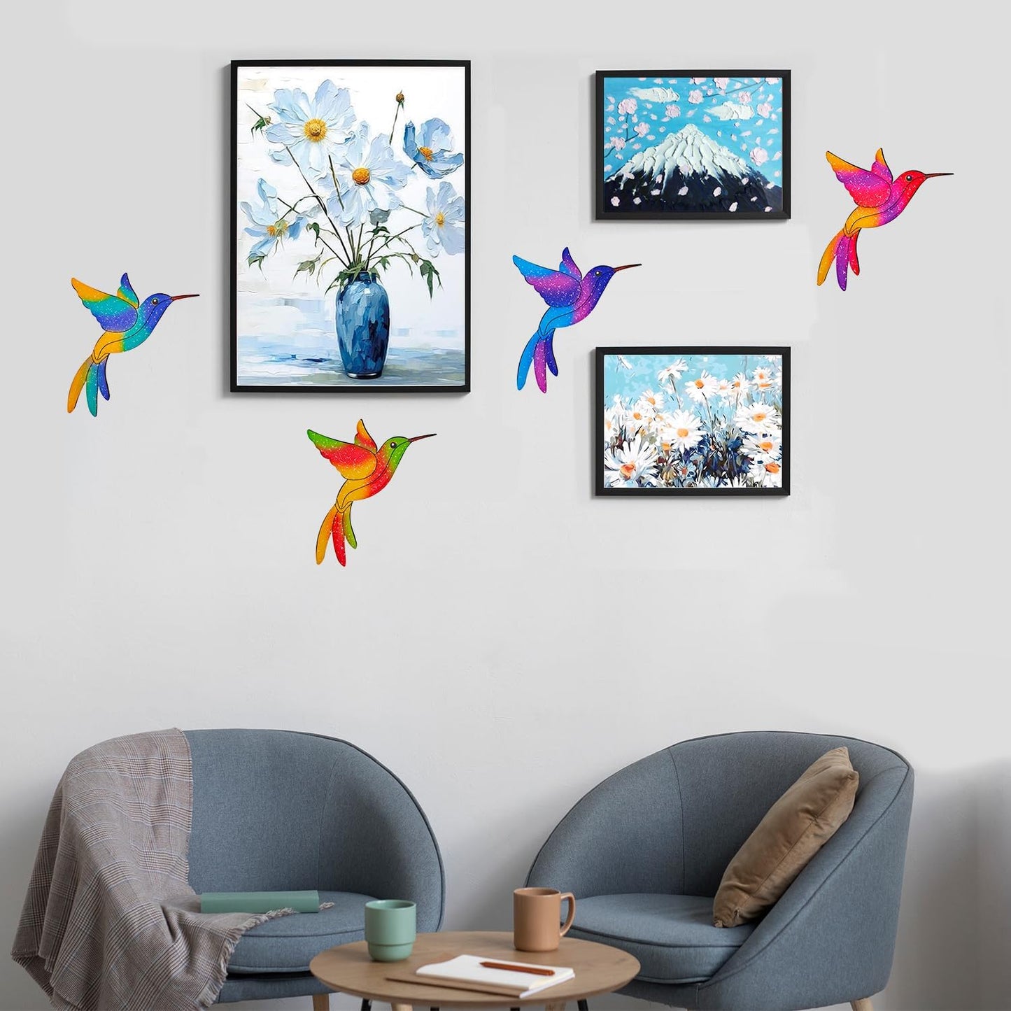 Metal Hummingbird Wall Decor,Outdoor Fence Birds Art Decoration,Hanging Decorations for Garden,Yard,Patio Balcony,Great Gifts for Family Friends(4 Pack)-VerdiqueGarden