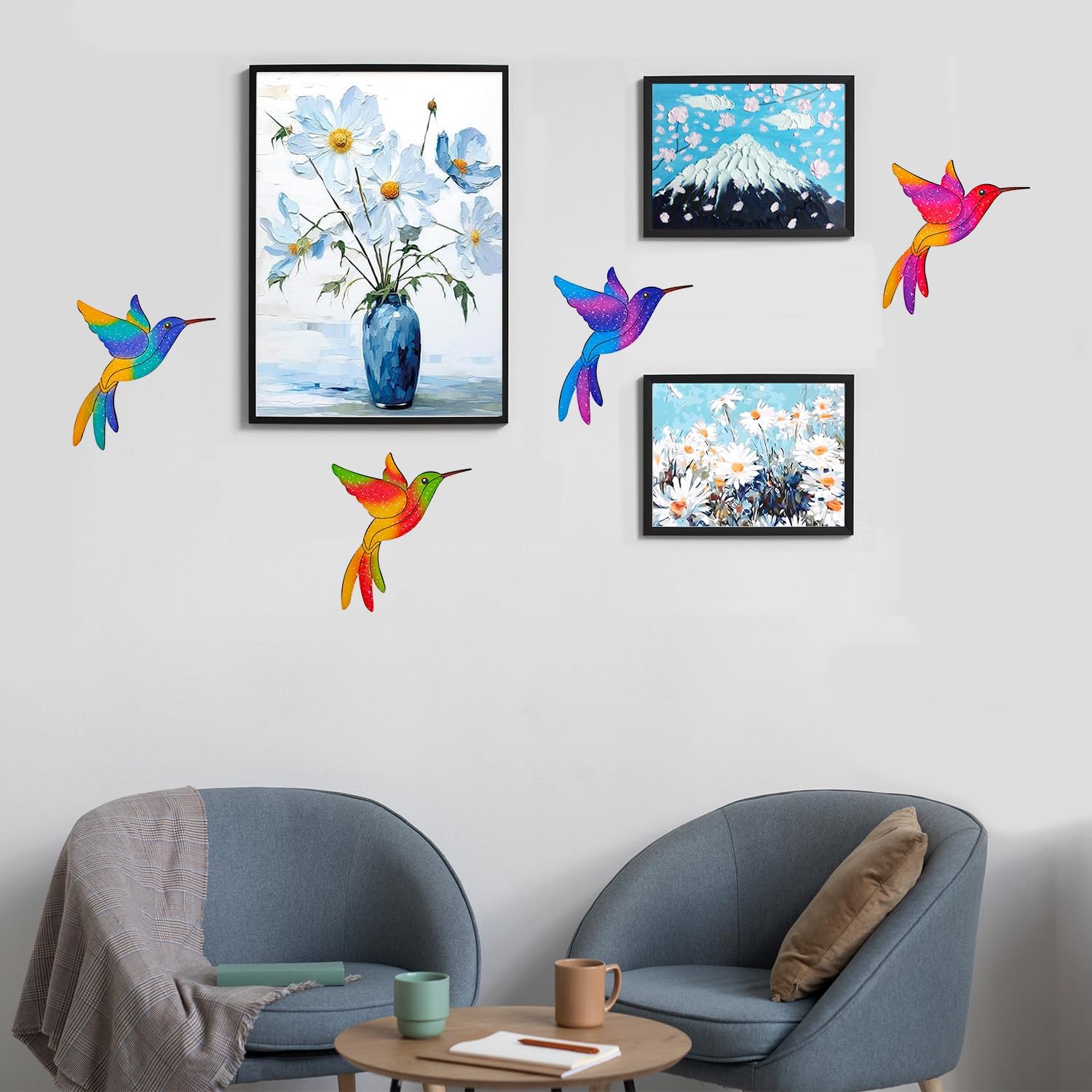 Metal Hummingbird Wall Decor,Outdoor Fence Birds Art Decoration,Hanging Decorations for Garden,Yard,Patio Balcony,Great Gifts for Family Friends(4 Pack)-VerdiqueGarden