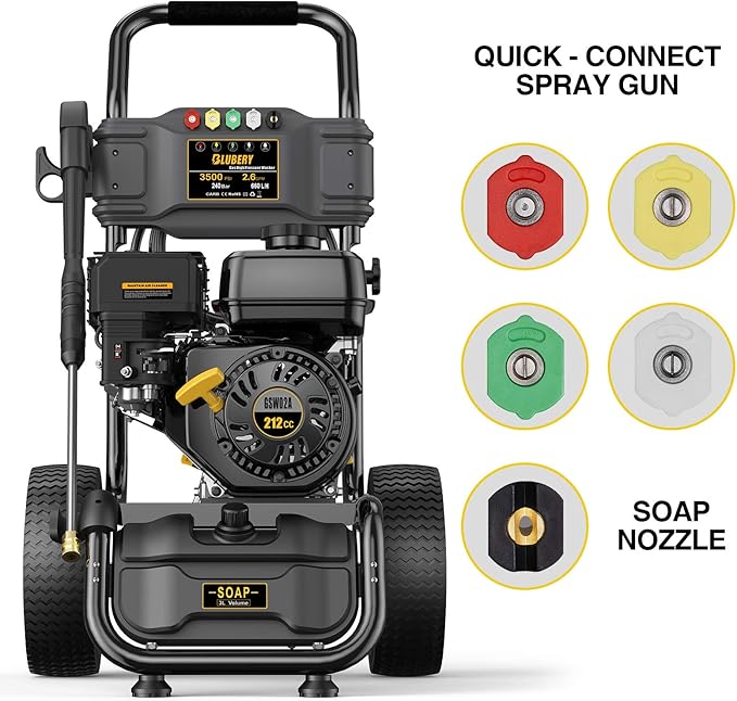 Heavy-Duty Gas Pressure Washer, 3500Psi at 2.6Gpm Power Washer,Portable, 30feet Pressure Hose,Industrial Style,Axial Cam Pump, for Siding, Driveway, House, Car, RV, Paint Preparation etc-VerdiqueGarden