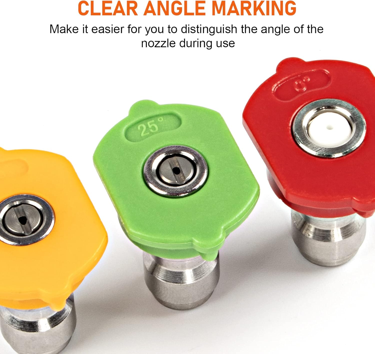 High Pressure Washer Spray Nozzles Tip Set, 5pcs Variety Degrees for Quick Connect, 1/4 Inch Quick Connection, 4000 PSI-VerdiqueGarden