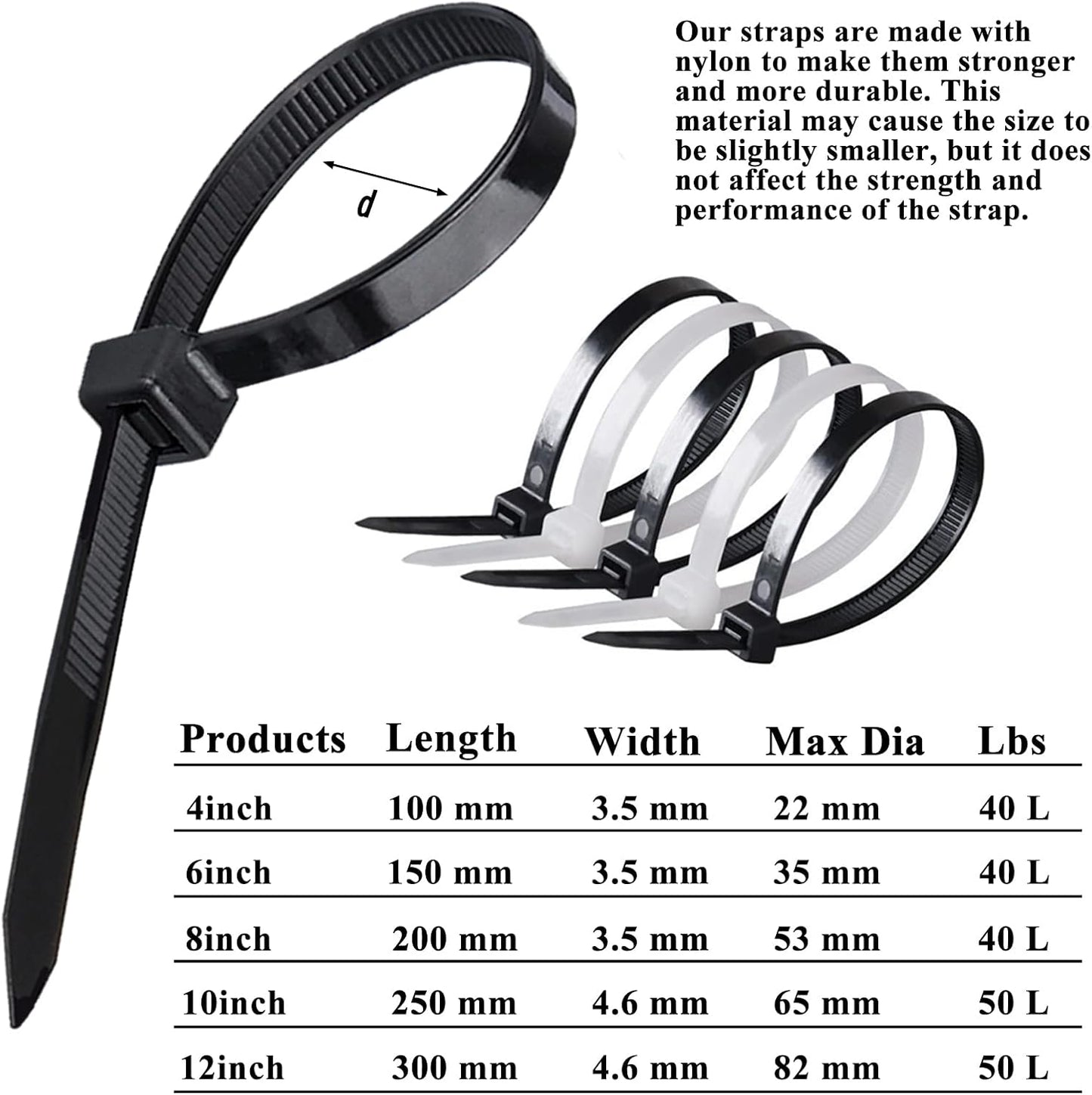 4 Inch Black Cable Tie Zip Ties Nylon Zip Ties Plastic Ties 100Pcs-VerdiqueGarden