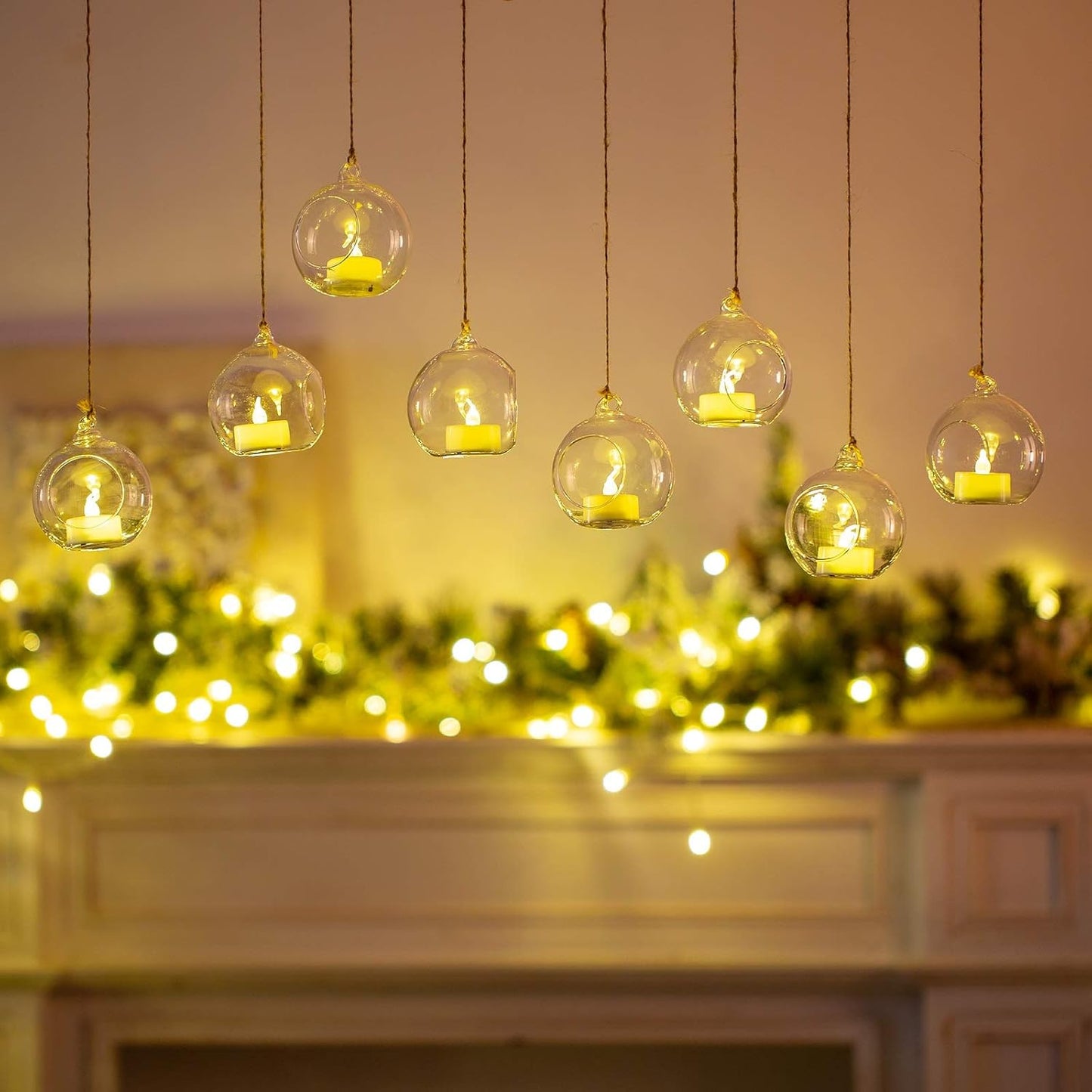 Sziqiqi 3.15inch Glass Globes Glass Bulbs Hanging Tea Light Holder Glass Terrarium Container Wedding Centerpiece Backyard Decoration Christmas Ornaments 6pcs+2 Extra-VerdiqueGarden