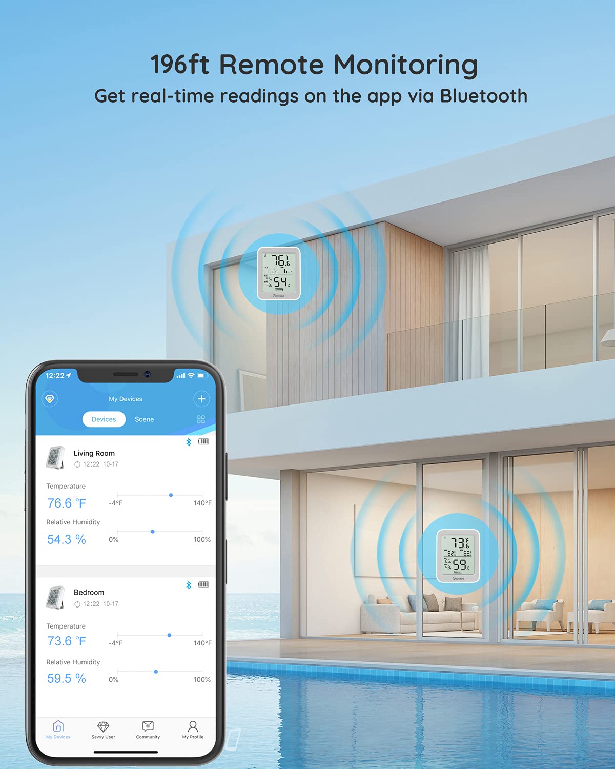 Govee Indoor Hygrometer Thermometer 2 Pack, Humidity Temperature Gauge with Large LCD Display, Notification Alert with Max Min Records, 2 Years Data Storage Export for Room Greenhouse, Grey-VerdiqueGarden