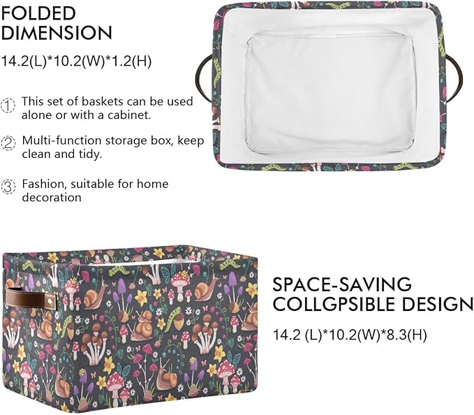 Mushroom Snail Rectangular Storage Basket Organizer Bin Shelf Baskets For Clothes Gifts For Home Office Dorm-VerdiqueGarden