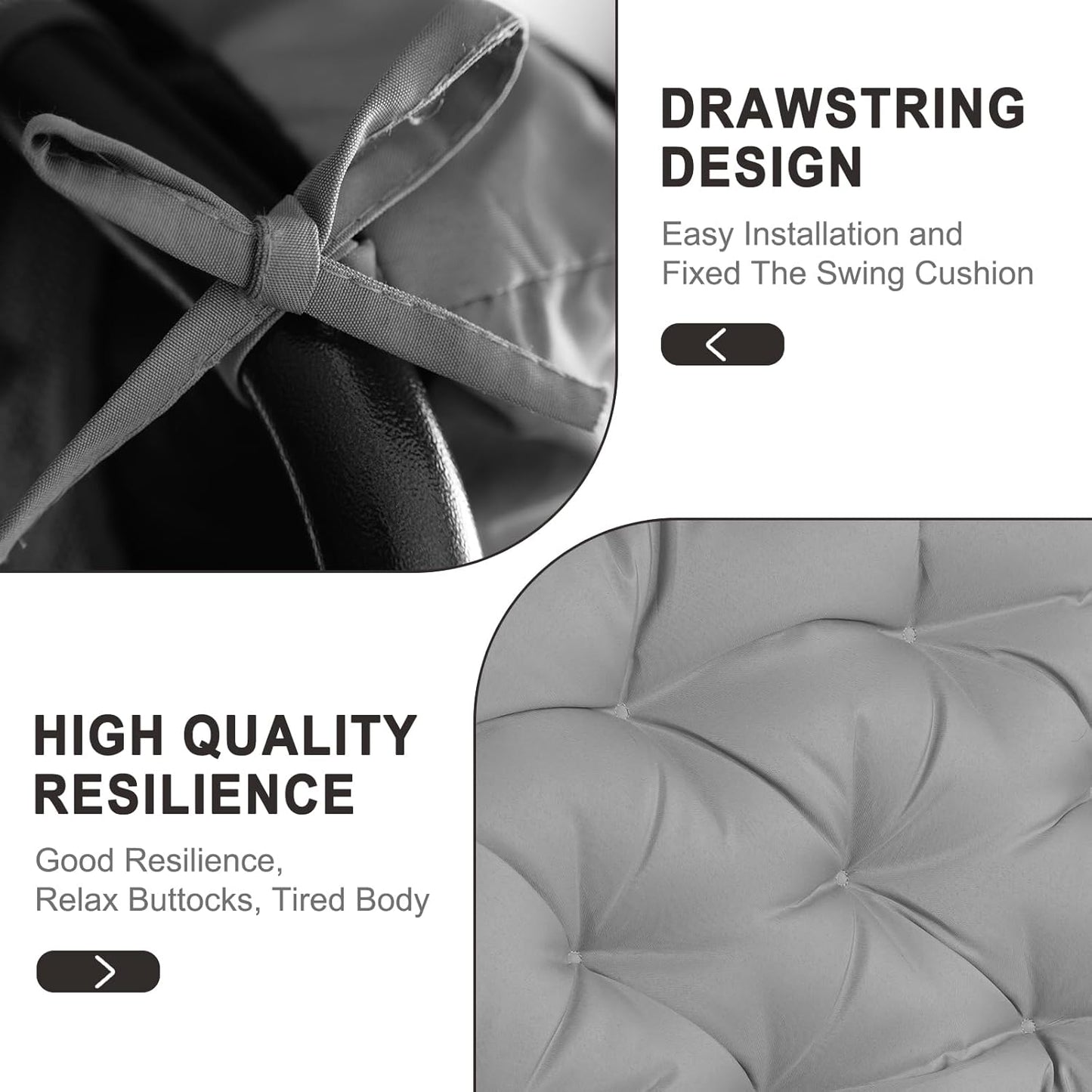 Porch Swing Cushions,Outdoor Cushions 3 Seater Replacement with Backrest, Waterproof Thickened Bench Cushion with Ties for Porch, Patio,Outdoor, Backyard and Garden (Light Gray 60 * 40 in)-VerdiqueGarden