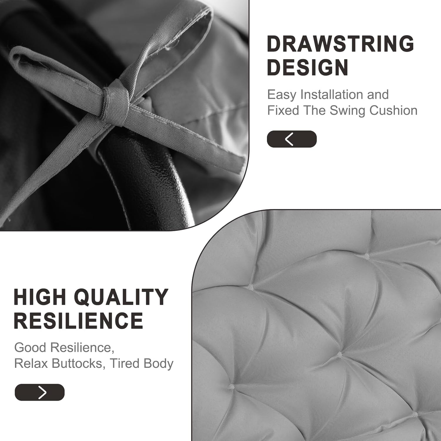 Porch Swing Cushions,Outdoor Cushions 3 Seater Replacement with Backrest, Waterproof Thickened Bench Cushion with Ties for Porch, Patio,Outdoor, Backyard and Garden (Light Gray 60 * 40 in)-VerdiqueGarden