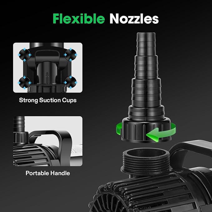 VIVOSUN 2700 GPH Submersible Water Pump with Barrier Bag, 120W Pond Pump, Ultra Quiet Aquarium Pump with 15FT. Lift Height for Pond, Waterfall, Fish Tank, Statuary, Hydroponic-VerdiqueGarden