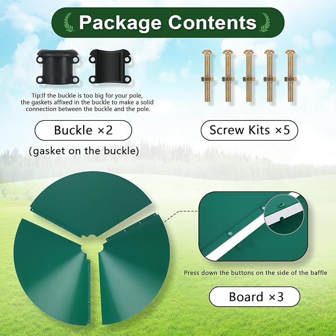 Gtongoko 19 Inch Squirrel Baffle for Bird Feeder Pole Squirrel Guards for Shepherds Hook Stopper for Bird Feeders Green 1 Pack-VerdiqueGarden