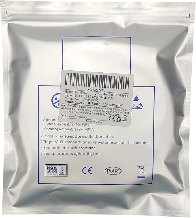 15M/49.2ft 24V COB LED Strip Light Waterproof IP65 Warm White 3000K Uniform Glow 5760LEDs CRI 93+ Flexible LED Tape Lights for DIY Cabinet Bedroom Kitchen Home Decor(No Power Supply)-VerdiqueGarden