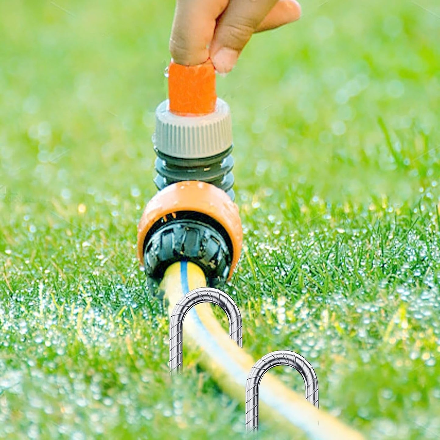 Rebar-Stakes-12-Inch-Galvanized, U Hook Trampoline Stakes 20 Pack Ground Anchors Tent Stakes Heavy Duty for Plants Anti-Rust Landscape Fabric Stakes Artificial Turf-VerdiqueGarden