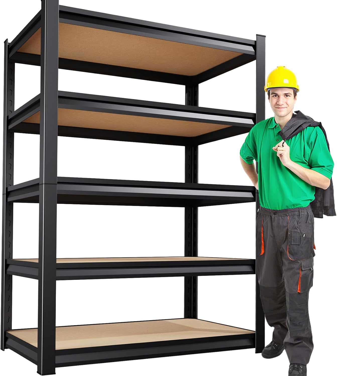 72”H Garage Shelving 5 Tier Storage Shelves Adjustable Garage Storage Shelves Wood Shelf 2000LBS Heavy Duty Industrial Shelving Unit Utility Shelf Wood Storage Rack,35.4''W×15.7''D×72''H-VerdiqueGarden