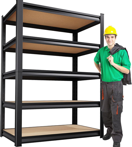 72”H Garage Shelving 5 Tier Storage Shelves Adjustable Garage Storage Shelves Wood Shelf 2000LBS Heavy Duty Industrial Shelving Unit Utility Shelf Wood Storage Rack,35.4''W×15.7''D×72''H-VerdiqueGarden
