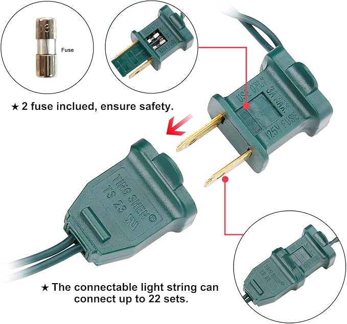 Multicolor Christmas LED Lights - 2 Pack 100 Count Multi-Colored Holiday String Lights for Tree, Party, Wedding, Indoor/Outdoor Use, 2 Sets 33 Feet Green Wire, UL Certified, Connectable-VerdiqueGarden