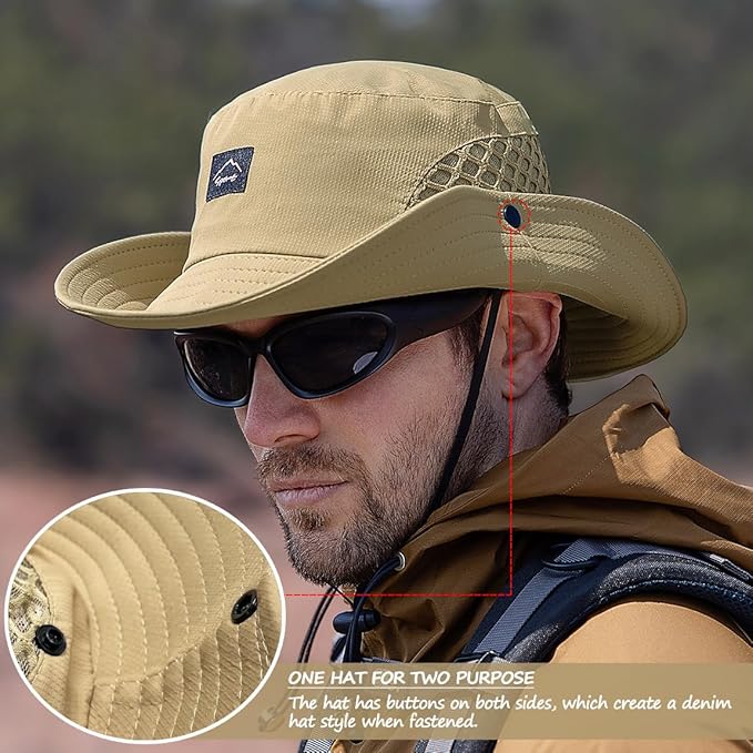 Fishing Hat, UPF50+ Wide Brim Sun Hat for Men Women, UV Protection Hiking Beach Bucket Hats Summer Safari Hat-VerdiqueGarden