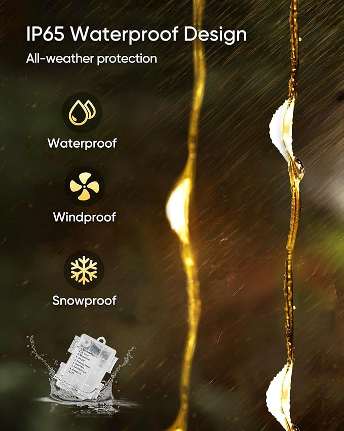 Homemory 4 Pack 20 Ft 60 LED Fairy Lights Battery Operated Christmas Lights with Remote Waterproof 8 Modes Firefly Twinkle String Lights for Party Bedroom Wedding Halloween Decorations-VerdiqueGarden