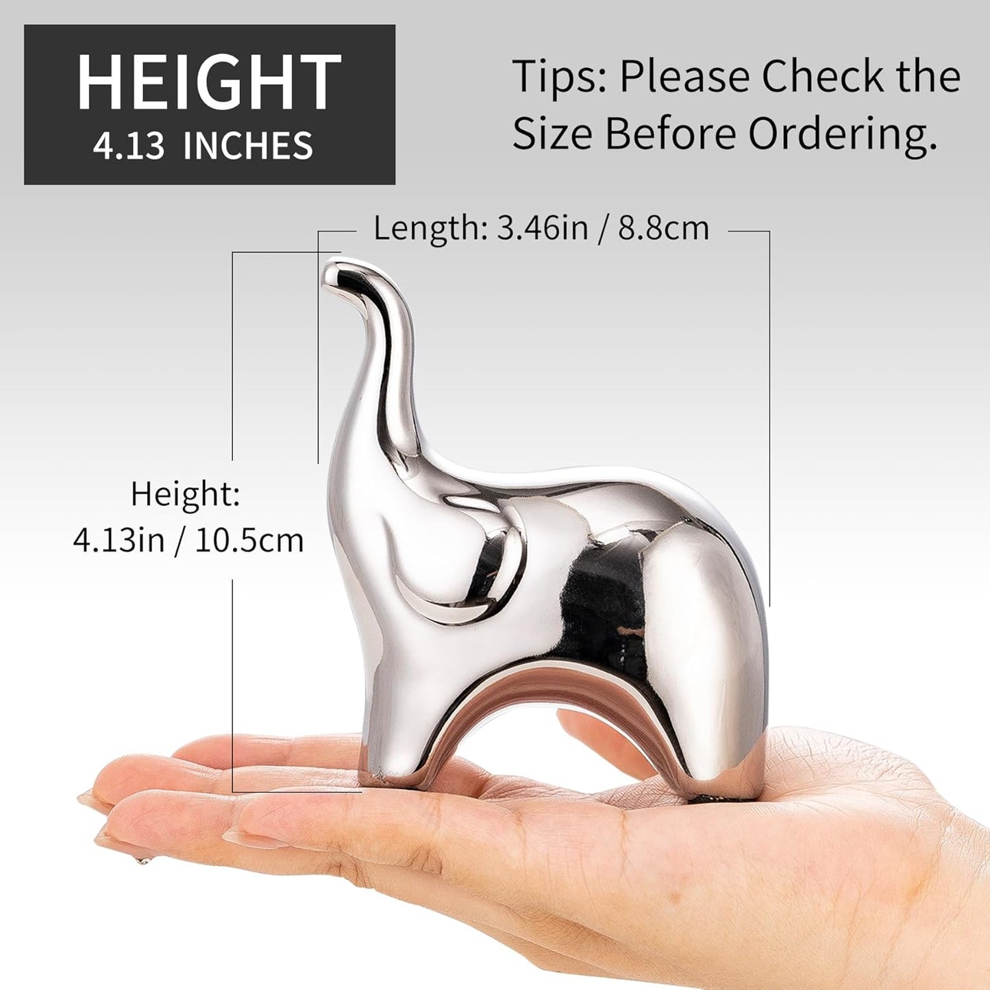 Loving Pair of Small Cute Silver Elephant Statues Silver Home Decor Modern Boho Style Figurine Decorative Ornaments for Living Room, Bedroom, Office Desktop, Cabinets, Shelf-VerdiqueGarden