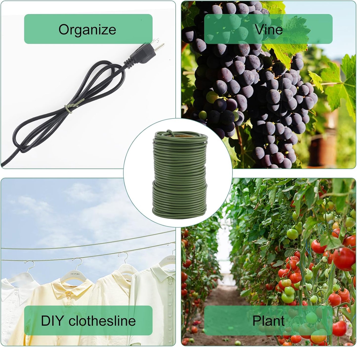 101 Feet Soft Plant Ties Dark Green Plant Twist Ties, Plant Ties for Support. Gardening Supplies for Plants Office Home Organization 3mm Diameter-VerdiqueGarden
