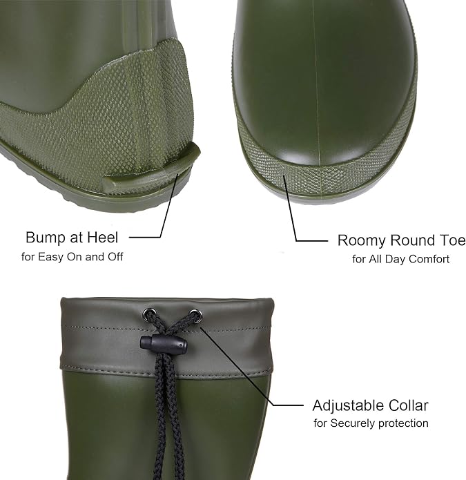 Asgard Packable Tall Rain Boots for Women Waterproof Rubber Garden Boots Ultra Lightweight Flat Mud Boots- NOT FOR WIDE CALF-VerdiqueGarden