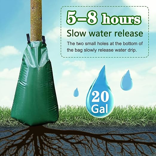 12 Pack 20 Gallon Tree Watering Bags, Reusable, Heavy Duty and Slow Release Gator Bags for Trees, Premium PVC Plant Drip Irrigation Bags,5-8 Hours Releasing Time-VerdiqueGarden