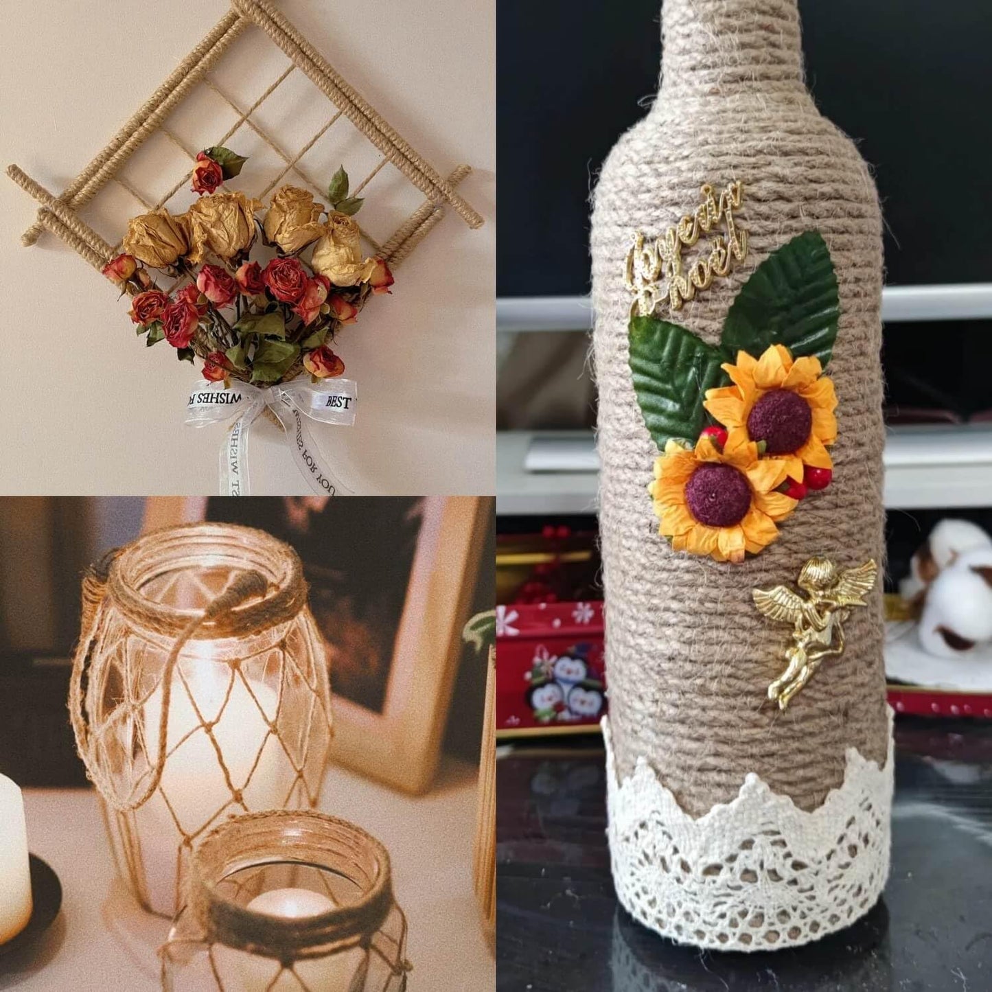 4mm Jute Twine, 164 Feet Braided Jute Rope, Heavy Duty and Thick Twine Rope for DIY Artwork, Bundling, Home Decor, Gardening Applications (4MM 164FT)-VerdiqueGarden