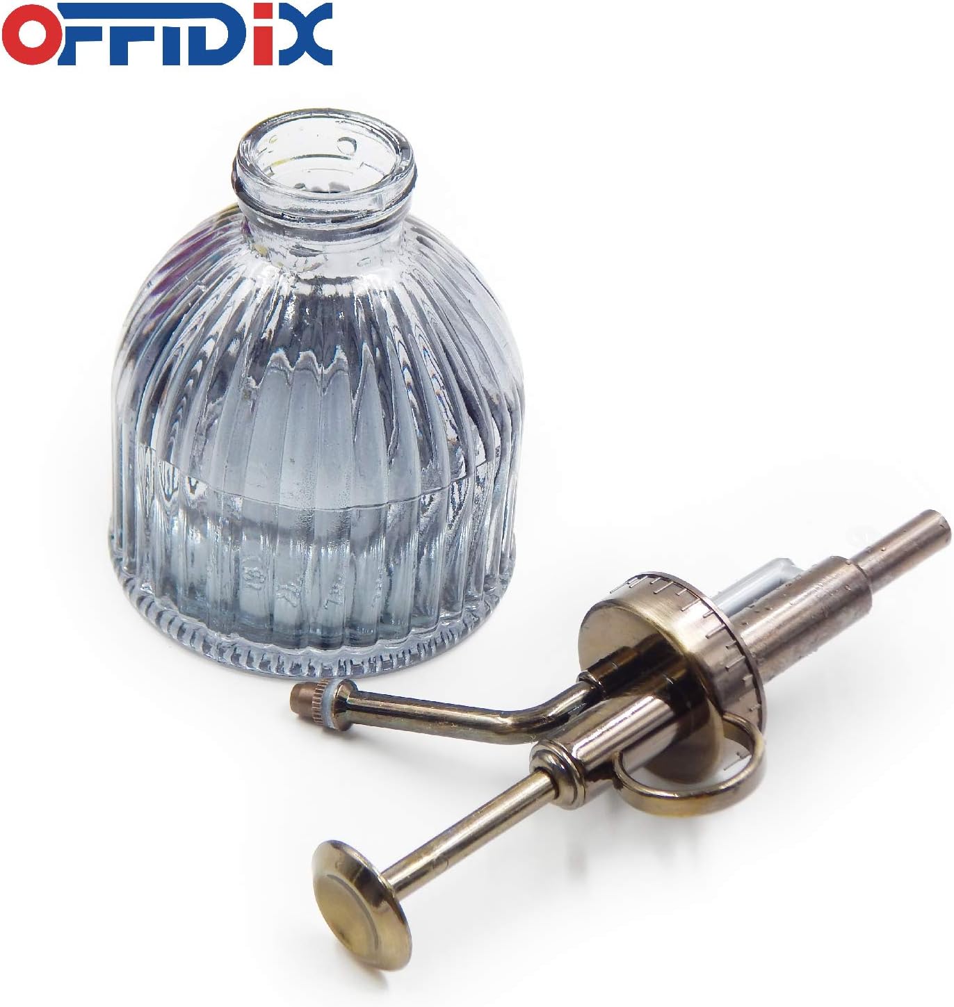 OFFIDIX Plant Mister plant water Spray Bottle, 6.3" Tall Vintage Style with Bronze Plastic Top Pump One Hand Glass Watering Can for Indoor Potted Plants Terrariums (Dark Gray)-VerdiqueGarden