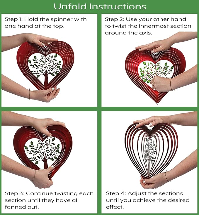 Heart Wind Spinners for Yard and Garden, Metal Ornaments for Garden Décor, Outdoor Wind Spinner, Heart Décor Gifts, Outdoor Garden Decoration, 12 inch Heart Wall Décor by ISEO-VerdiqueGarden