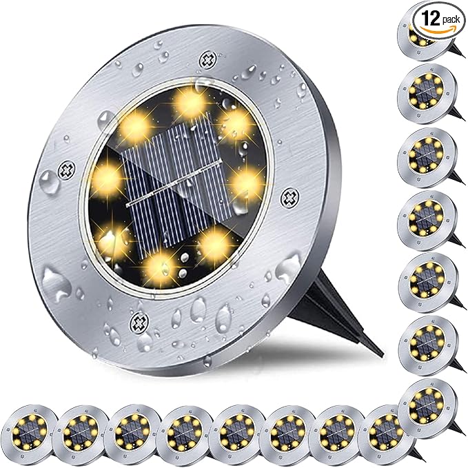 Solar Ground Lights, Waterproof Solar Garden Lights, Upgraded Outdoor Garden Waterproof Bright in-Ground Lights, Landscape Lights for Pathway,Yard,Deck,Lawn,Patio,Walkway (16 Pack Warm Light)-VerdiqueGarden