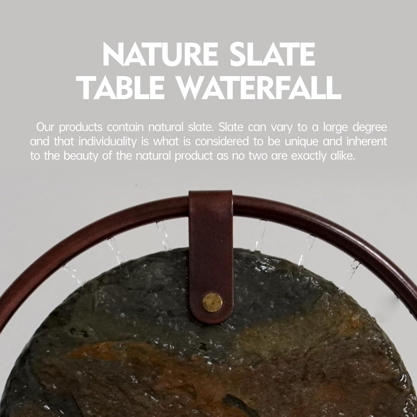 Indoor Tabletop Waterfall Moon Fountain, Home Décor Soothing Rain Sound Meditation Relaxing Fountains, Nature Slate Water Feature with Light for Room Office Desktop Decoration-13 Tall-VerdiqueGarden