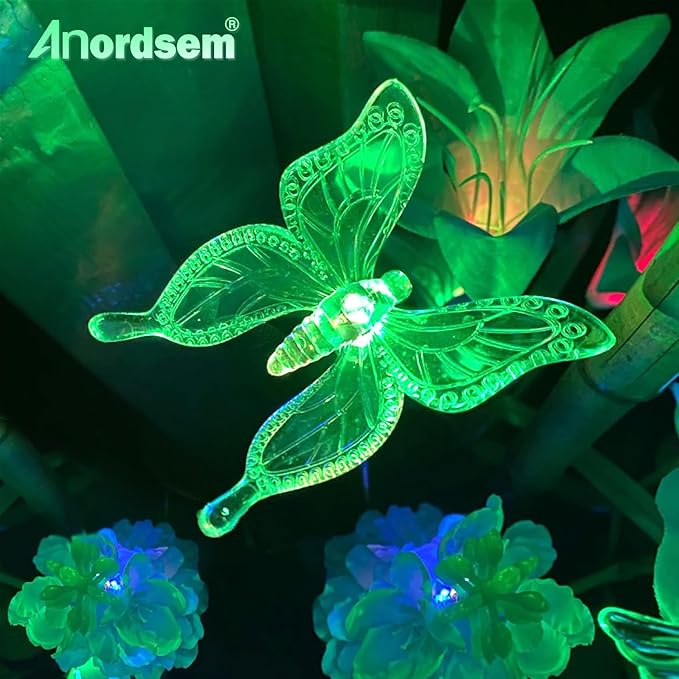 Anordsem Solar Garden Lights Outdoor: 3 Waterproof PVC Insect Light Heads - Changeable Color LED Stake for Homeowners Patio Decoration - Gardening Gifts for Garden Enthusiasts-VerdiqueGarden
