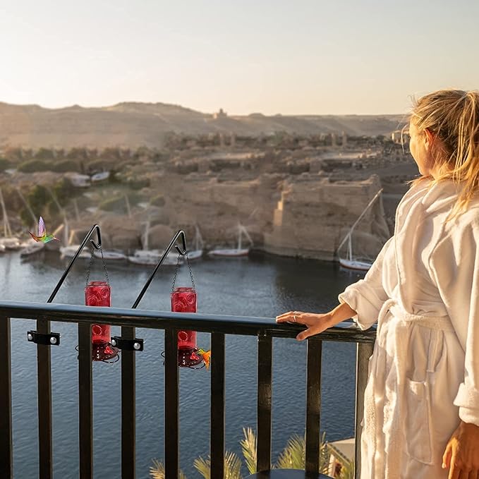 11 inches Fence Deck Hook Rail Hook Hanging Hook Mounting Kit Heavy Duty Bird Feeder Hook, Decorative Hook Hanger for Bird Feeders, Planters, Suet Baskets, Lanterns on Balcony Porch Railing Fence-VerdiqueGarden