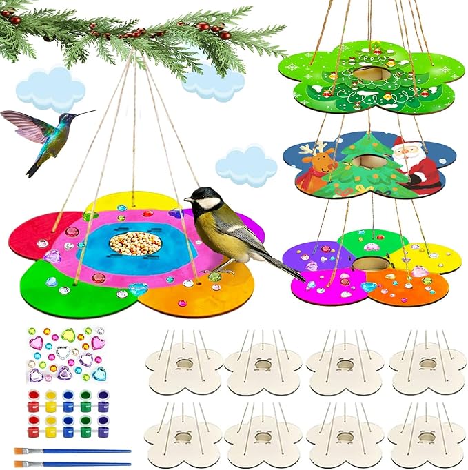 12 Pack Bird Feeder Craft Kits for Kids Ages 3-5 4-8 8-12, DIY Wooden Art Painting Outdoor Bulk Toys for Boys & Girls, Easter Christmas Gifts, Party Favor Gifts for Nature Loving Children-VerdiqueGarden