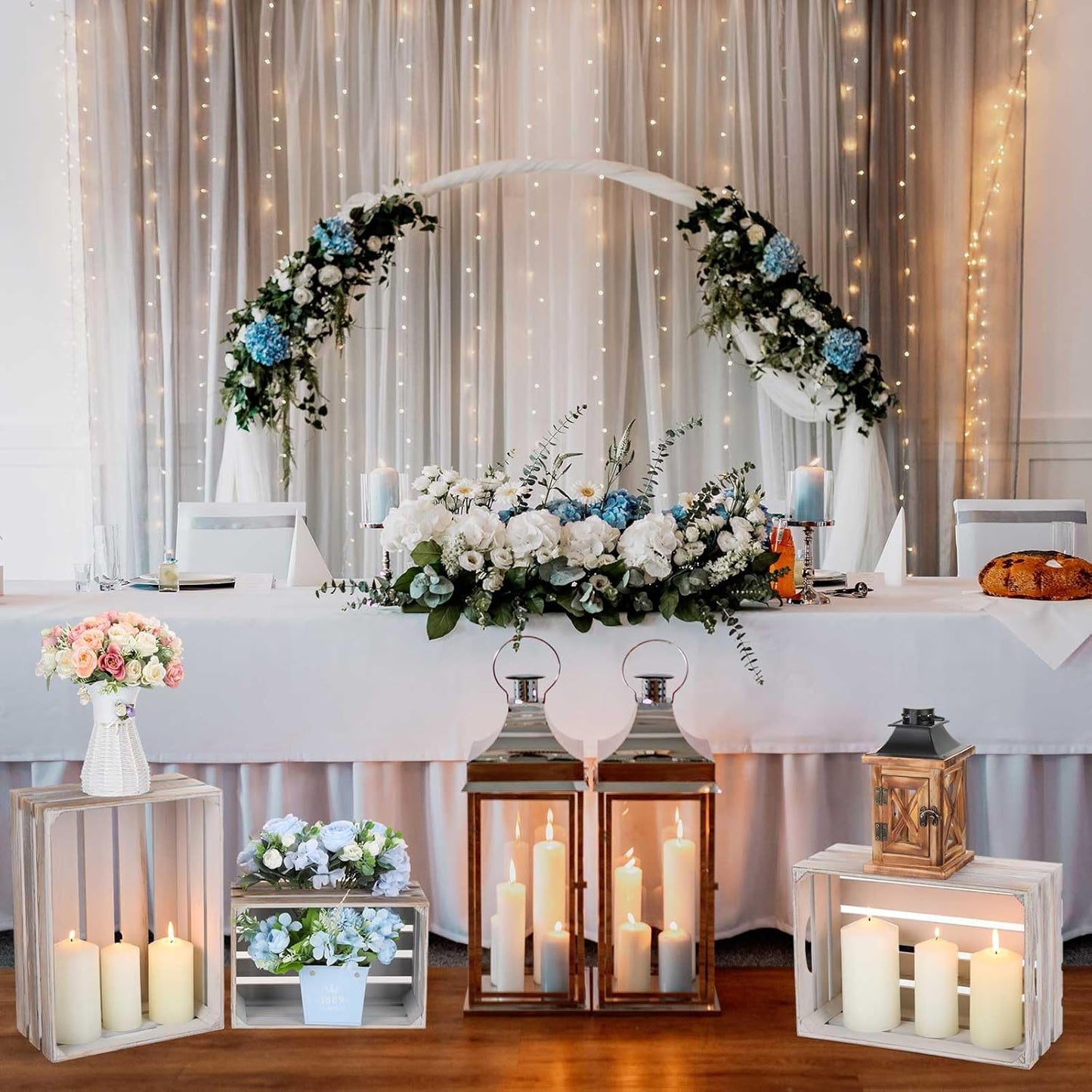 Soaoo 5 Pcs Decorative Nesting Wooden Crates for Storage Display 5 Size Large Small Rustic Wood Decorative Storage Crates with Handle Farmhouse Crate Box Container Made from Pine(Vintage Gray)-VerdiqueGarden