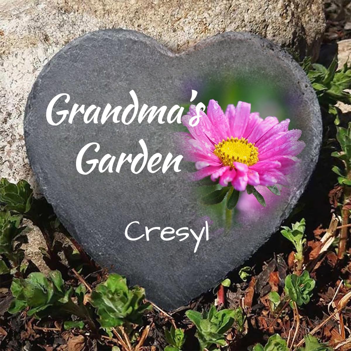Personalized Picture Garden Stones Customized with Any Message and Pattern, Custom Heart Shaped Memorial Stones Welcome Stones 8x8 for Housewarming,Memorial Gifts and Special Day Gifts-VerdiqueGarden