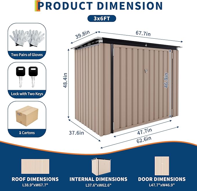 2 Trash Cans Metal Outdoor Storage, 3x6 FT Garbage Bin Storage Shed with Chain Lid, Garbage Can Metal Sheds for Garden, Backyard, Lawn and Patio-VerdiqueGarden