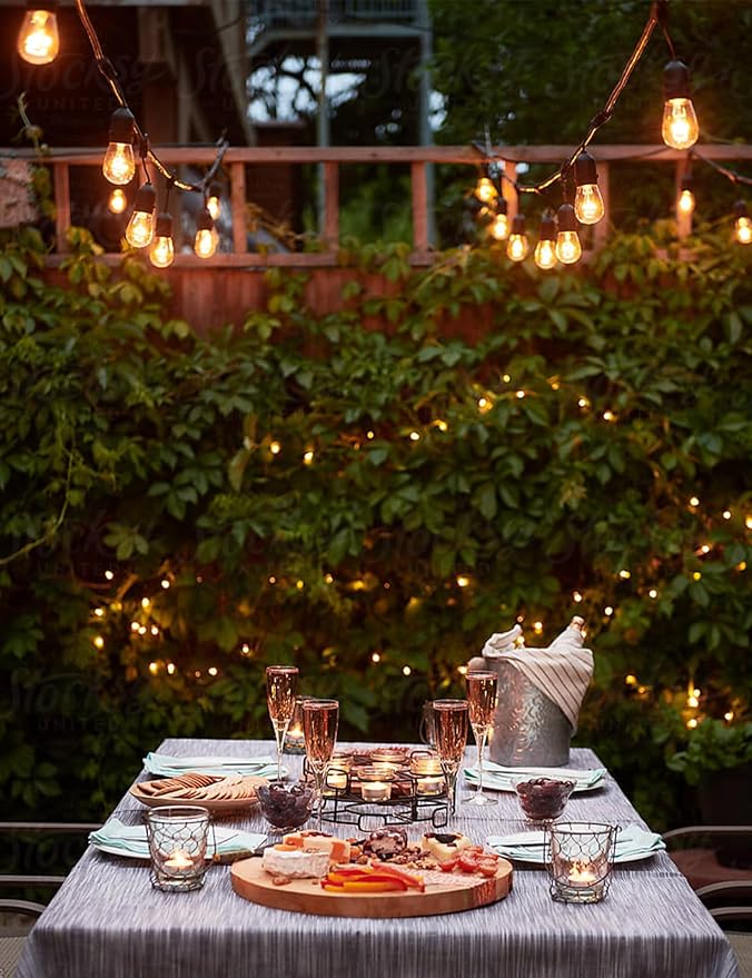 Svater Outdoor Led String Lights 50FT, Patio Lights with 16pcs S14 Shatterproof Bulbs, 1 Watt E26 Dimmable 2700K Warm White, IP65 Waterproof, Commercial Grade Light-VerdiqueGarden