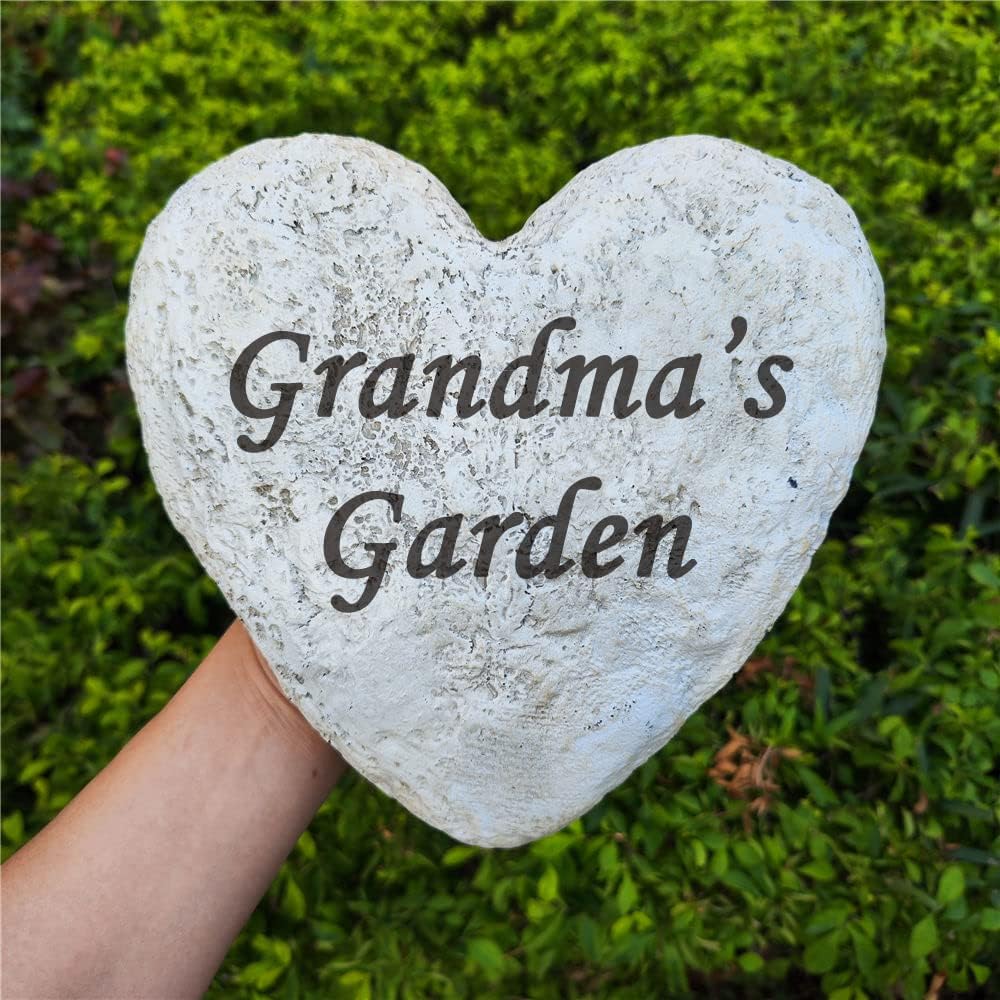 Personalized Garden Memorial Stones Engraved Rocks with Any Message, Decorative Grave Memorial Plaques Rocks for Loved Ones Outside Cemetery Decoration, Resin, 8.6" x 8.6"-VerdiqueGarden